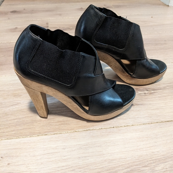 Theory leather/wood heeled sandals Sz 36.5/6 - Picture 3 of 11